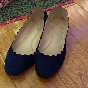 Chloe Scalloped Navy Blue Flats